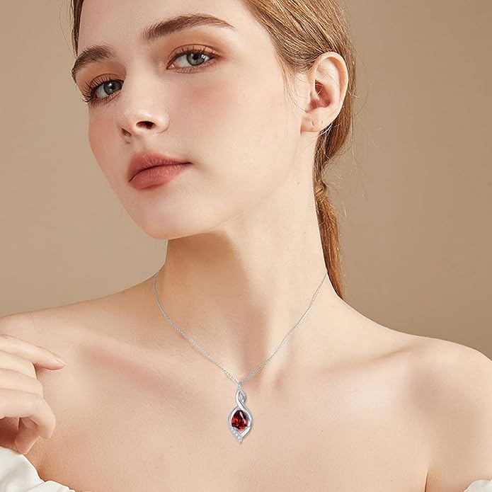 Birthstone Necklace for Women 925 Sterling Silver Infinity Love Jewelry Valentines Day Birthday Gifts for Her Mom Wife Girlfriend