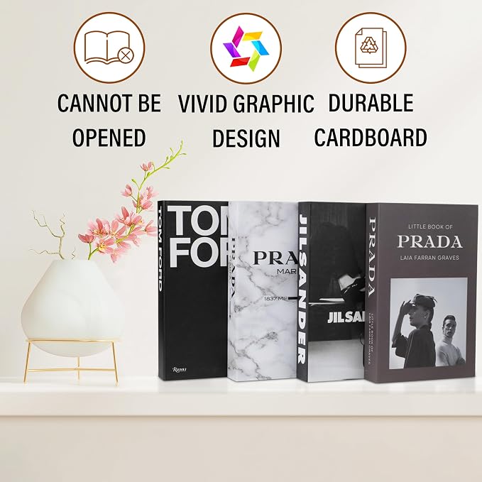 4 Pcs Decorative Books | Faux Marble Cardboard Coffee Table Decor | Minimalist - Image 8