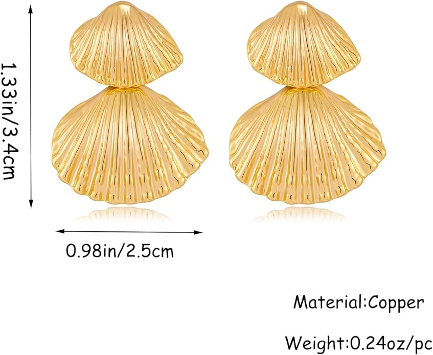 Gold/Silver Shell Dangle Earrings for Women Seashell Drop Dangle Earrings Ocean Beach Earrings Summer Jewelry