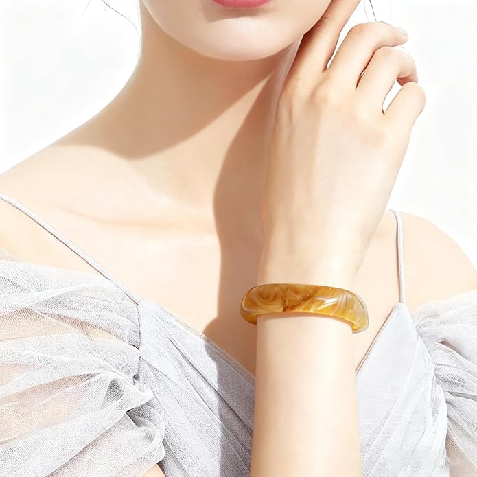 Chunky Acrylic Bracelets for Women -4Pcs Trendy Chunky Bangle Fashion Big Stackable Bangles Set, Trendy Cuff Bracelet Stack Fashion Womens Jewelry Gifts