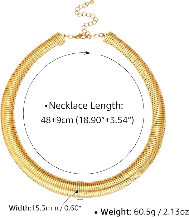 Chunky Gold Choker Necklace for Women, 14K Gold Plated Snake Chain Statement Necklace Triple Twsited Layered Choker Necklaces Jewelry Gifts