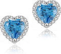 YOMELA Cubic Zirconia Earrings Studs, Halo CZ Birthstone Simulated Diamond Stud Earrings for Women