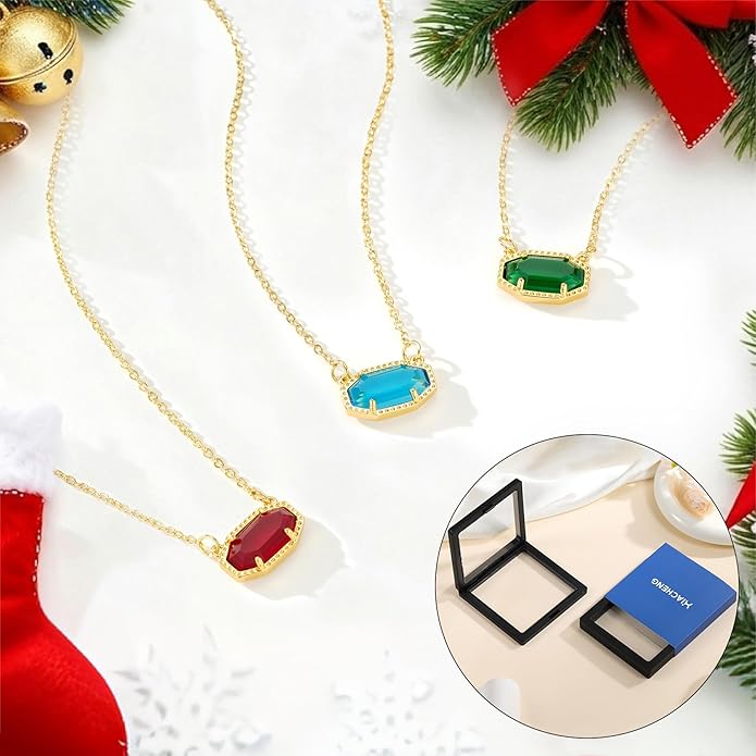 Birthstone Necklace for Women 14K Gold Plated Dainty Pendant Teen Trendy Stuff Jewelry Gift Chain 17+3 Inch