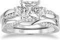 1 to 5 Carat Moissanite Ring Set S925/10K/14K/18K Gold, Princess Cut VVS1 Clarity D Color Moissanite Engagement Rings Set Luxury Bridal Jewelry Wedding Gifts for Women