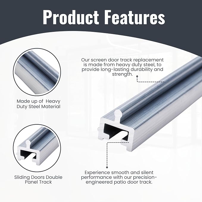72 Inch Aluminum Sliding Screen Door Track – Heavy Duty Bottom Track Replacement - Image 3