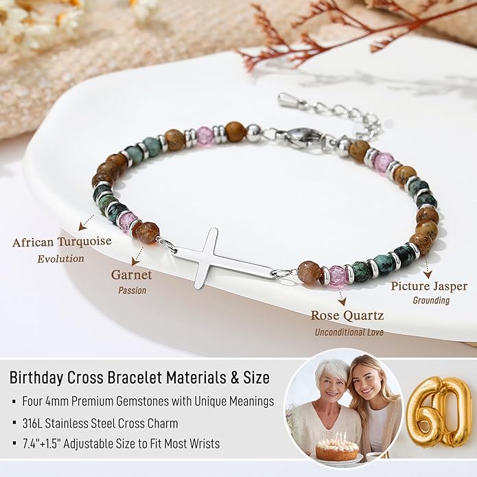 TONY & SANDY Christian Cross Bracelet for Women, Valentine's Day Gifts for Her, Confirmation Baptism Easter Gifts, Unique Gift for Friends Daughter Mom Sister in Christ Birthday Christmas