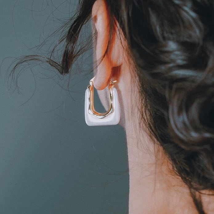 Acrylic Hoop Earrings Chunky Huggie Statement Vintage Earrings Cute Resin Drop Earring Trendy Jewelry Gifts for Women