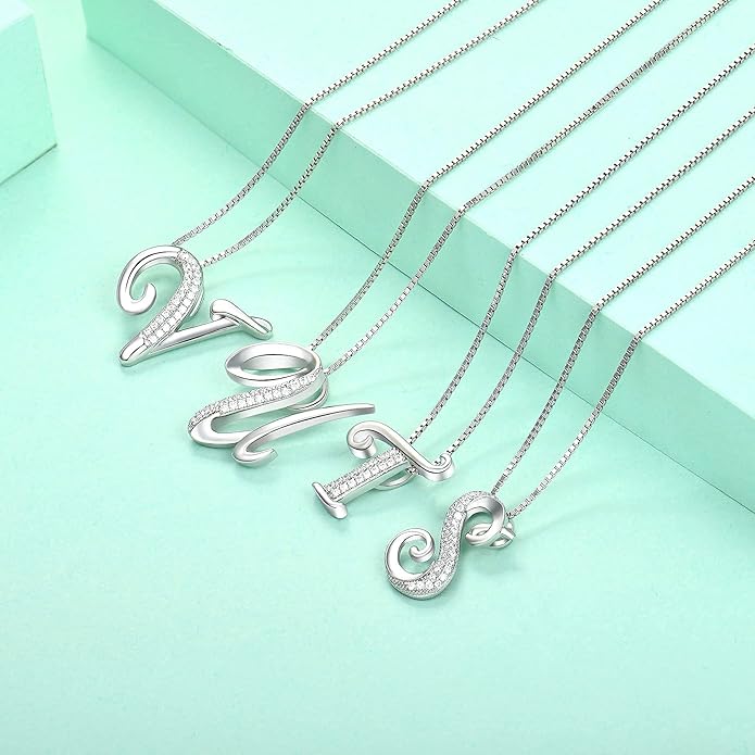 STARCHENIE Initial Necklace for Women 925 Sterling Silver Letter A-Z Pendant 26 Alphabet Jewelry