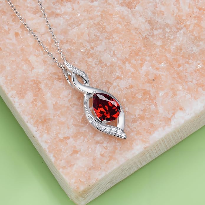 Birthstone Necklace for Women 925 Sterling Silver Infinity Love Jewelry Valentines Day Birthday Gifts for Her Mom Wife Girlfriend