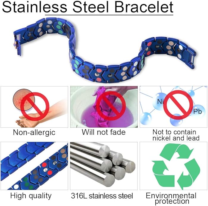 KYOSI 3X Magnetic Bracelets for Men Three rows Energy Stainless Steel Bracelet Magnet Link Mens Christmas Gift Jewelry