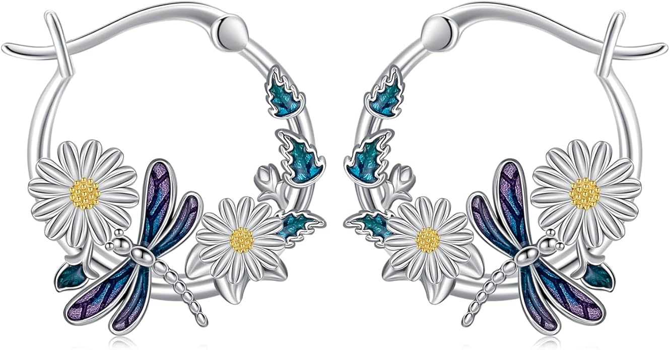 JUSTKIDSTOY Hypoallergenic Panda/Unicorn/Hummingbird/Dolphin Hoop Earrings for Women 925 Sterling Silver Animal Huggie Hoop Earrings Jewelry Gifts for Sensitive Ears