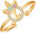 Unicorn Rings Gifts for Girls - Adjustable Initial Ring Dainty Cute Unicorn Rings for Girl Teens Little Girls Jewelry Birthday Gift