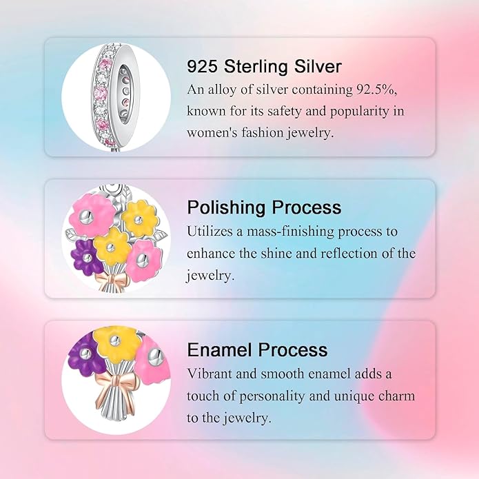 Birthday Fashion Love Heart Dangle Charm 925 Sterling Silver Charms fits Bracelets and Necklace Pendant Bead Charms Jewelry Present for Women Family Friends