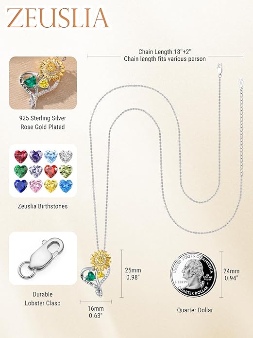 Valentine's Day Gifts for Wife 925 Sterling Silver Double Birthstone Pendant Necklaces I Love You for Always and Forever Necklace Anniversary Birthday Gifts for Wife Girlfriend Mom Her
