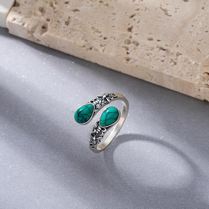 Bee Spoon Ring 925 Sterling Silver Adjustable Thumb Ring Bee Jewelry Gifts for Women