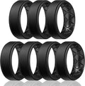 Egnaro Silicone Rings for Men 1/4/5/6/7 Multipack of Breathable Mens Silicone Rubber Wedding Rings Bands - Step Edge