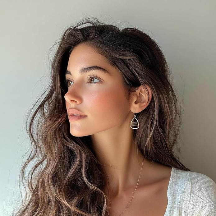 Silver with Gold Wire Copper Toned Handmade Teardrop Earrings