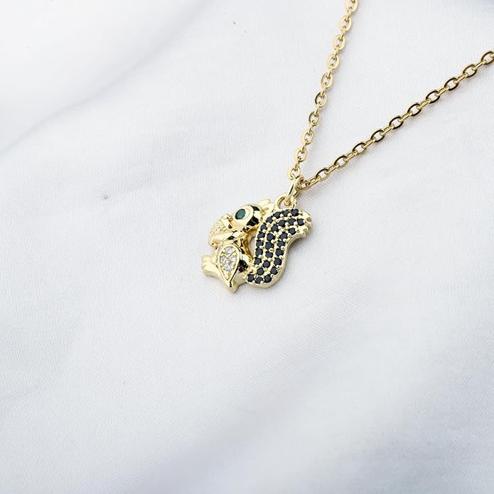 FUSTMW Squirrel Pendant Necklace Gifts for Squirrel Lovers Jewelry Squirrels Inspired Gifts for Women Forest Animal Gift