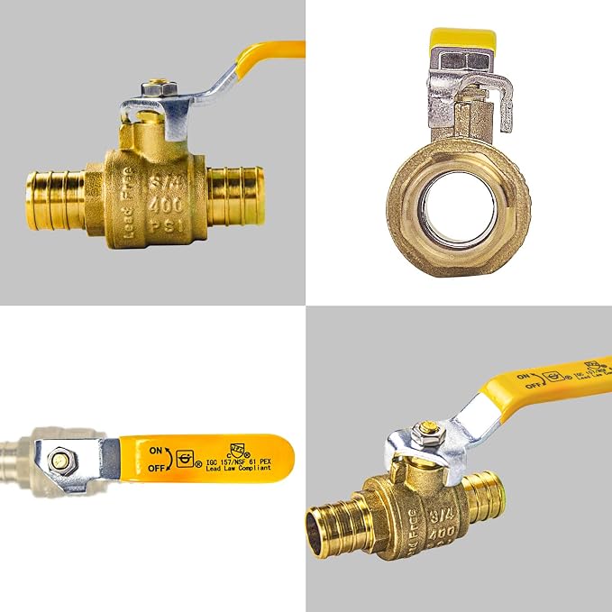 AB 3/4 Inch X 3/4 Inch Full Port PEX Brass Ball Valve, Water Shut Off Valve - Image 2