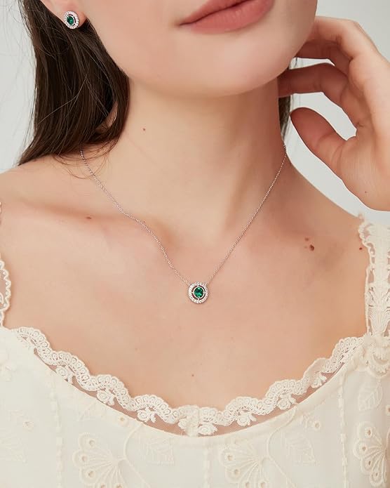COBI Jewelry Set for Women, 18K Gold & Rhodium Plated CZ Necklace & Earrings, Clover Halo Infinity Solitaire Feather Designs, Dainty Crystal Pendant Sets, Trendy Fashion Gifts for Her