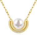 Pearl Necklace for Women with 14K Gold Plated S925 Silver & Butterfly Pendant Necklace, 17.7"+2" Chain Length, Gift for Birthday, Mothers Day, Christmas, Anniversary, Graduation