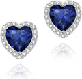 YOMELA Cubic Zirconia Earrings Studs, Halo CZ Birthstone Simulated Diamond Stud Earrings for Women