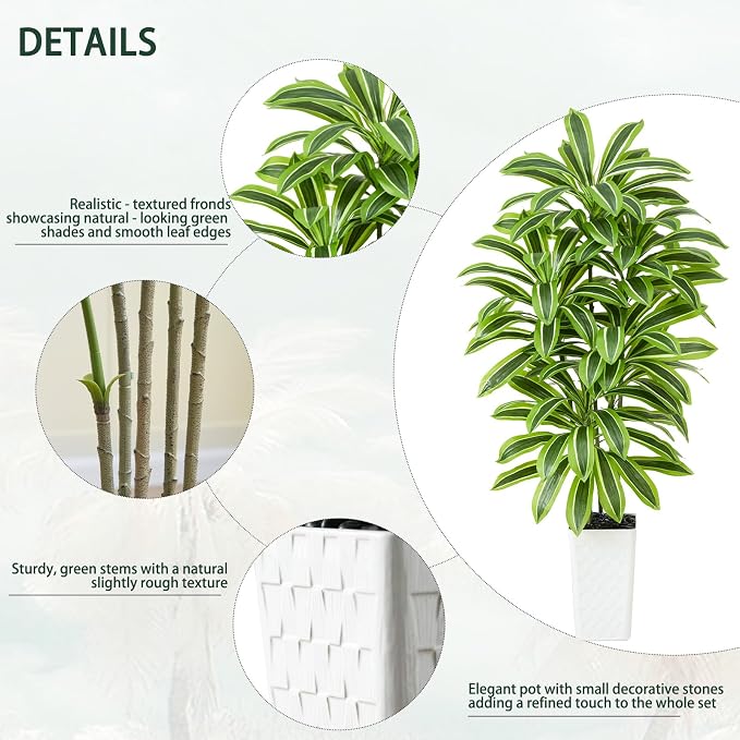 Artificial Yellow Dracaena Tree Indoor, 5FT Tall Fake Floor Plants - Image 4