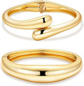 2/3/6pcs Chunky Gold Bangle Cuff Bracelets for Women, Dainty 14K Gold Plated Stackable Bangles Bracelet Set Jewelry Gift