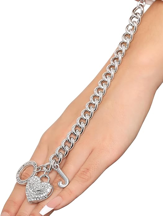 Juicy Couture Bracelet 7-7.5", Goldtone Heart Charm and Toggle Bracelets for Women, Juicy Jewelry