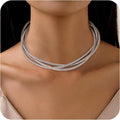 Chunky Gold Necklace for Women, Bold Big Wrap Choker Necklace for Women Gold Statement Necklace Lightweight Alloy Non-Tarnish Silver/Gold Collar Necklace Gold Choker Necklace Valentines Day Gifts for Her