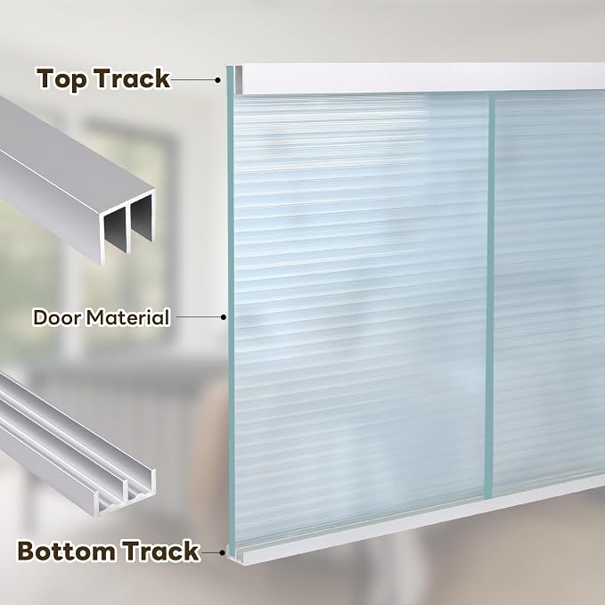 2Sets Aluminum Sliding Door Track Set - Image 3