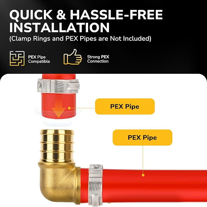 Pex Fittings, Heavy-Duty Brass Crimp Fittings - Image 4