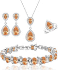 LMXXVJ Teardrop Jewelry Set for Women，Necklace Earrings Adjustable Ring Bracelet Set Fashion Formal Platinum/Gold/Rose Gold Jewelry Gift Girl/Mom/Wife/Grandmother/Best Friend/Aunt