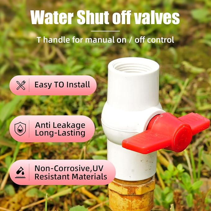 YADIAN 5 Pack 1'' PVC Ball Valves, T-handle Water Shut-Off Ball Valve Threaded - Image 2