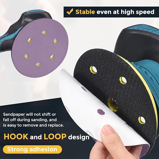 HARFINGTON 10Pcs 5Inch Sanding Disc 8 Hole 100Grit Purple Aluminum Oxide | Hook - Image 3