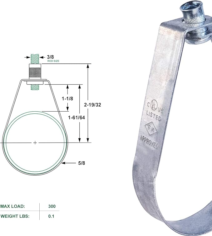 Highcraft ITSO-HQ01-10 Swivel Loop Pipe Hanger, Pre-Galvanized Steel, 1 in. - Image 7