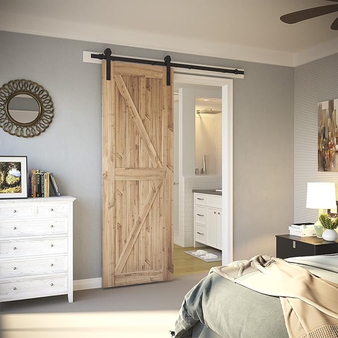 SMARTSTANDARD 5.5ft Sliding Barn Door Hardware kit, Fit 30-33" W Doorpanel | - Image 2