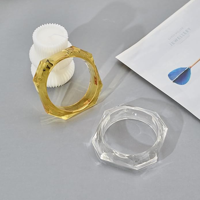 Trendy Acrylic Resin Bangle Bracelet for Women Chunky Transparent Acetate Mottled Plate Bangle Bracelet Statement Jewelry