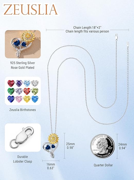 Valentine's Day Gifts for Wife 925 Sterling Silver Double Birthstone Pendant Necklaces I Love You for Always and Forever Necklace Anniversary Birthday Gifts for Wife Girlfriend Mom Her