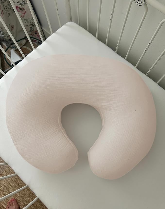 Nursing Pillow Covers, Muslin Nursing Cover for Breastfeeding Pillows, Comfortable for Baby Girls and Boys (White)