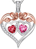 Iefil Valentines Day Gifts for Her - 925 Sterling Silver Rose Heart Necklaces for Women, Anniversary Birthday Gifts for Wife Girlfriend Mom