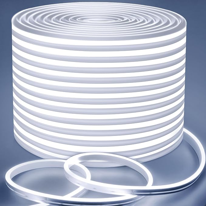 Lamomo LED Strip Lights 49.2FT White, Waterproof Silicone Flexible Neon Rope by Lamomo