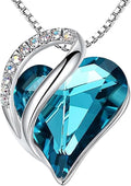 Leafael Valentine's Day Gift Necklaces for Women, Infinity Love Birthstone Heart Crystal Pendant, Birthday Anniversary Jewelry for Wife, Mom, and Her, Silver Plated, 18" + 2" Adjustable Chain