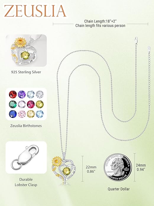 Valentine's Day Gifts for Wife 925 Sterling Silver Double Birthstone Pendant Necklaces I Love You for Always and Forever Necklace Anniversary Birthday Gifts for Wife Girlfriend Mom Her