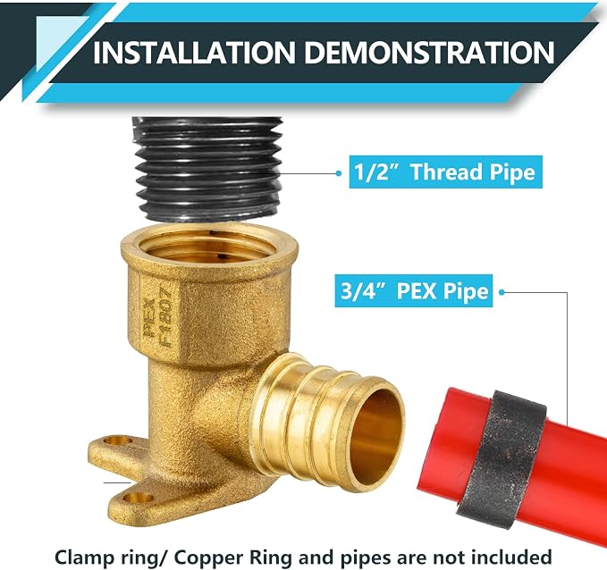 5Pack Seelink PEX Fittings, 3/4" PEX x 1/2" Female NPT Drop Ear Elbow | PEX - Image 4