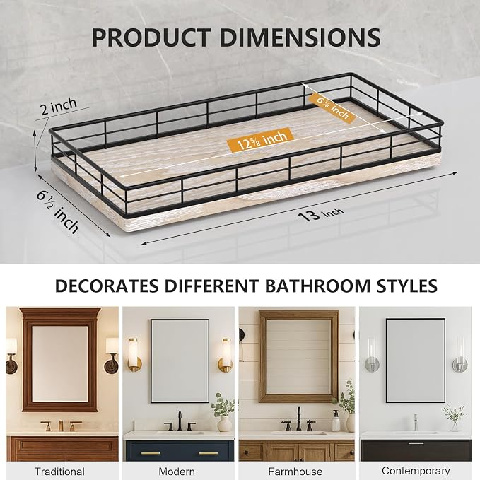 Toilet Paper Basket Organizer, Ash Wood Toilet Tank Tray - Image 6
