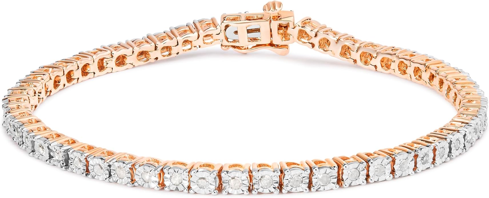 Original Classics 1.0 Cttw Miracle Set White Diamond Round Faceted Bezel Tennis Bracelet (I-J Color, I3 Clarity) - Choice of Metal Color and Size