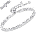 Moissanite Tennis Bracelet Adjustable for Women - 14k Gold Plated Sterling Silver Lab-created Diamond Link Bracelets Luxury Dainty Birthday Wedding Anniversary Womens Mom Wife Girlfriend Jewelry Gifts