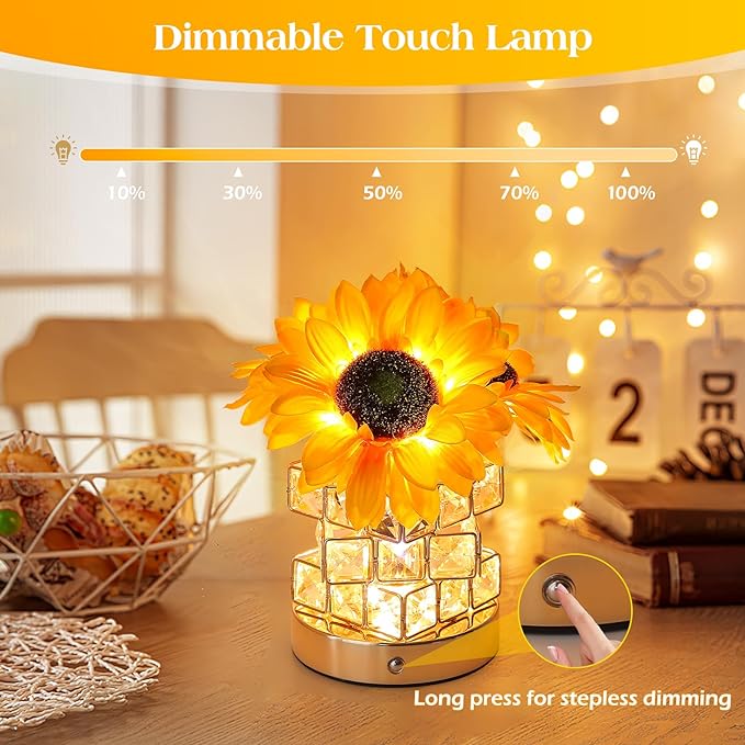Sunflowers Flower Lamp Cordless Touch Table Lamp Birthday Gifts - Image 2