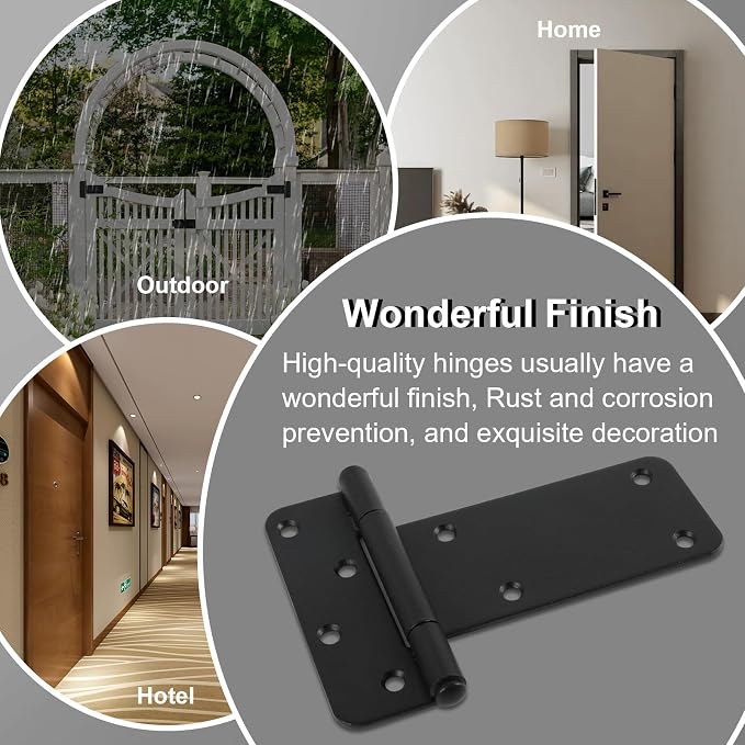 4 Pack 5" Door Hinges, 260 Lbs Capacity Heavy Duty Gate Hinges | Matte black - Image 6